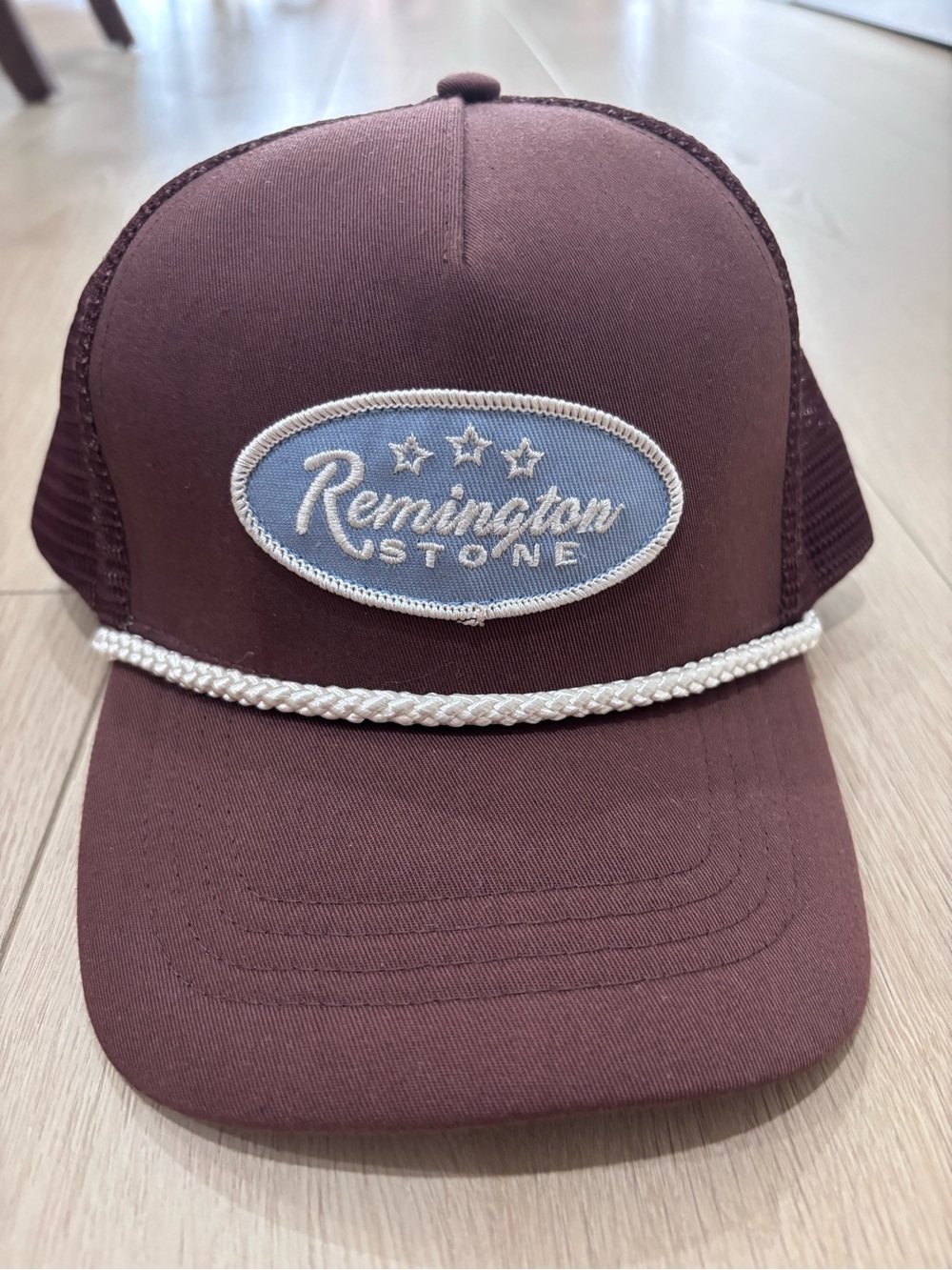 Remington Stone Brown Mesh Trucker Hat with Cream Label - Picture 2 of 5